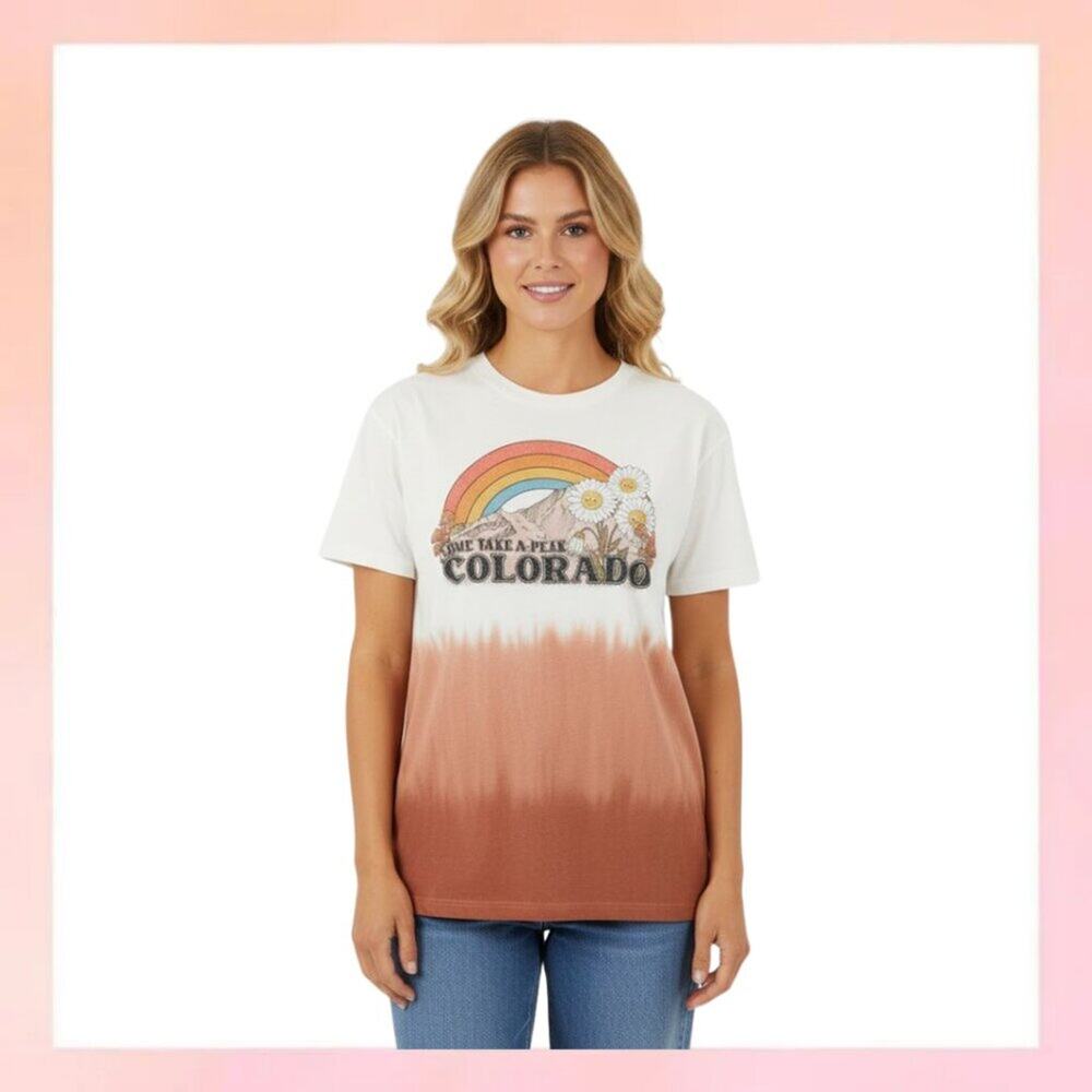 Retro Colorado Come Take A Peak Ombre Dip Dye Oversized T-Shirt